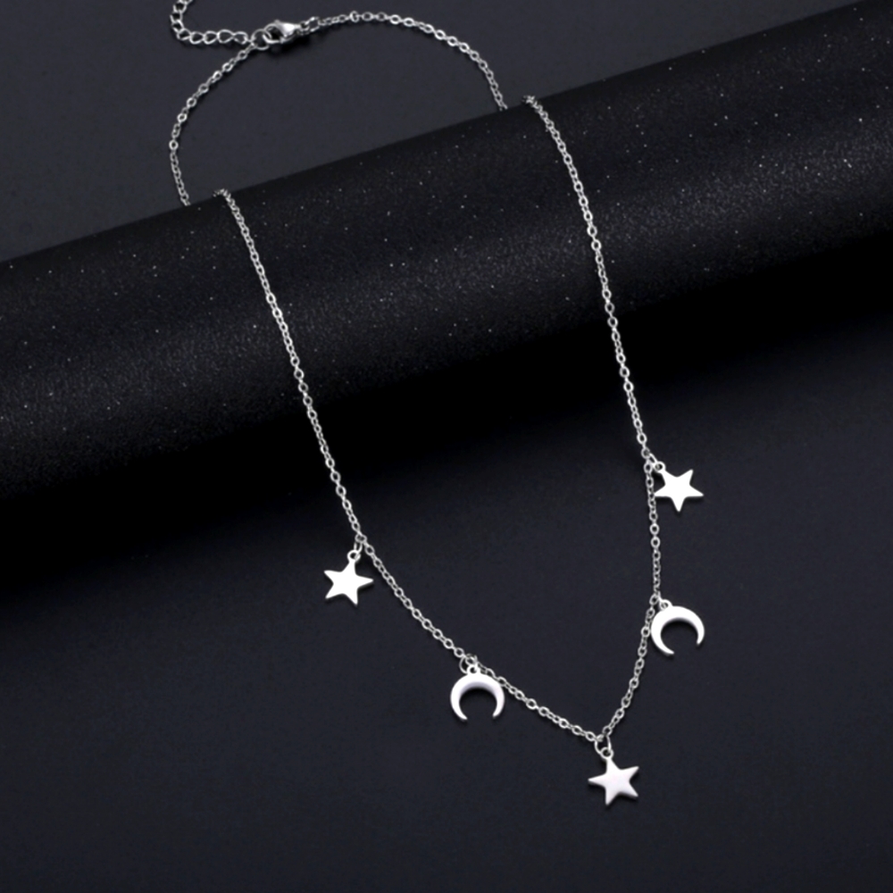 Boho Chic Celestial Star Moon Stainless Necklace